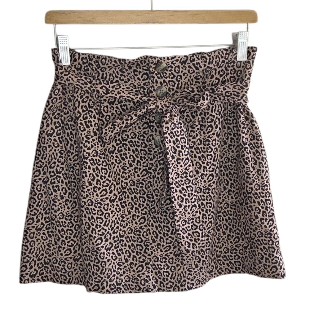 American Eagle | Leopard Animal Print Paperbag Waist Skirt Size Small Long
